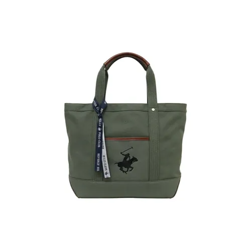 BEVERLY HILLS POLO CLUB Cotton Tote Bag Shopping Bag Handbag Large Size Unisex Green & Black
