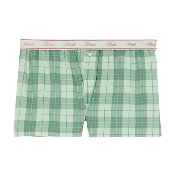 Victoria's Secret PINK Flannel Boxy Pajama Shorts / Mint Green/pink Plaid Pajama Pants Women's Green