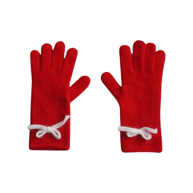 Peach Tea Yarn Knit Gloves Women's-7