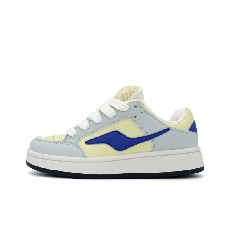 CHERRY&KALIKA Anti Slip And Wear Resistant Lightweight Height Increasing Low Top Skateboard Shoes Women's Blue Yellow-0