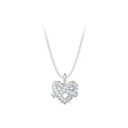 Mistova JEWELRY S925 Silver Heart Tie-Up Knot Necklace Women's