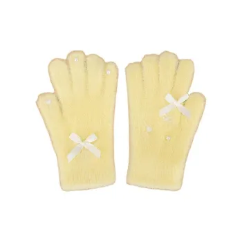 Peach Tea Plush Knit Gloves Women's