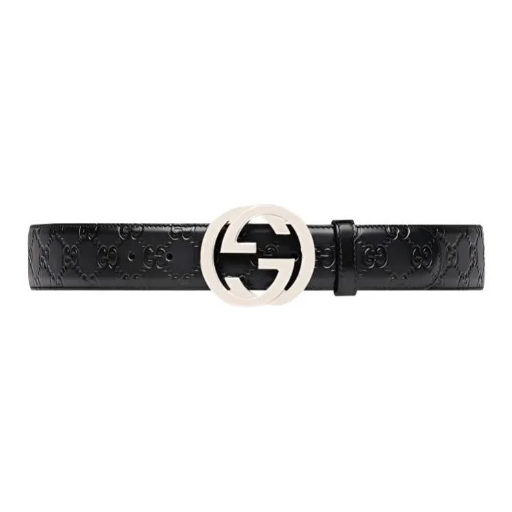 GUCCI GG Signature Leather Belt Men's Black-1
