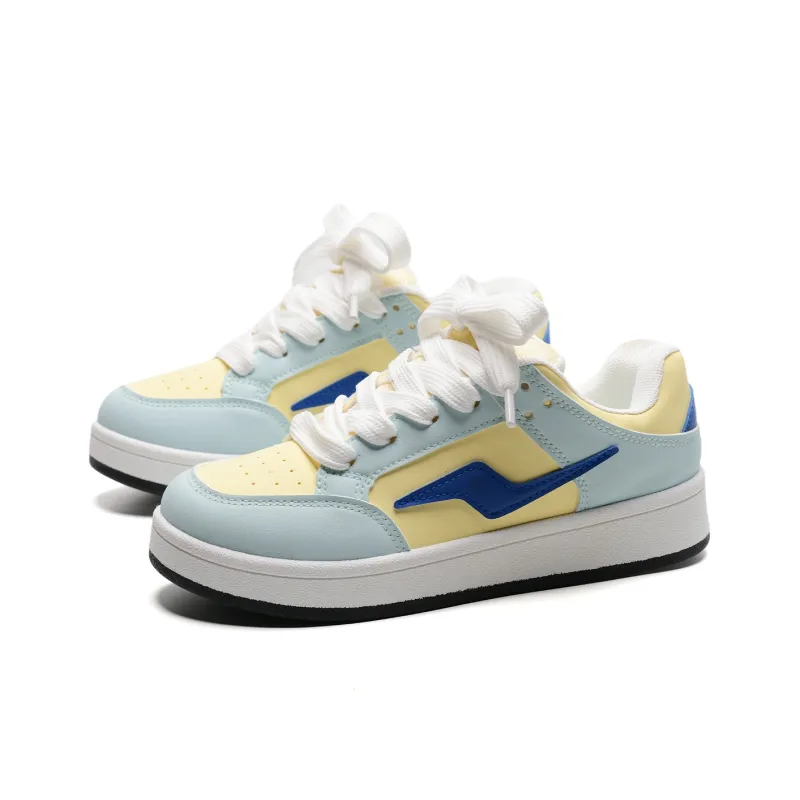 OAOQ Low Top Skateboard Shoes Women's Blue Yellow-5