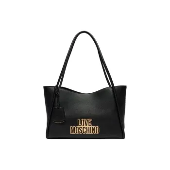 MOSCHINO Faux Leather Handbag Shoulder Bag Large Size Women's Black