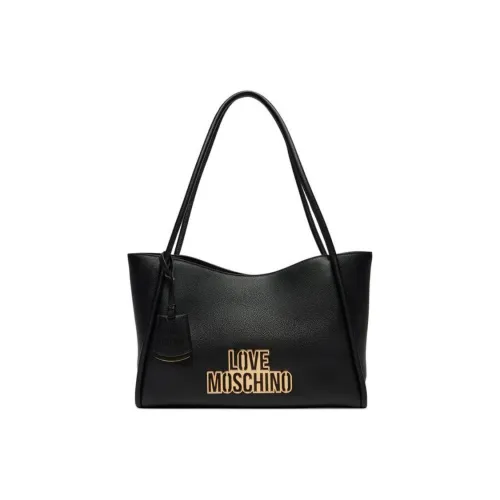 MOSCHINO Faux Leather Handbag Shoulder Bag Large Size Women's Black