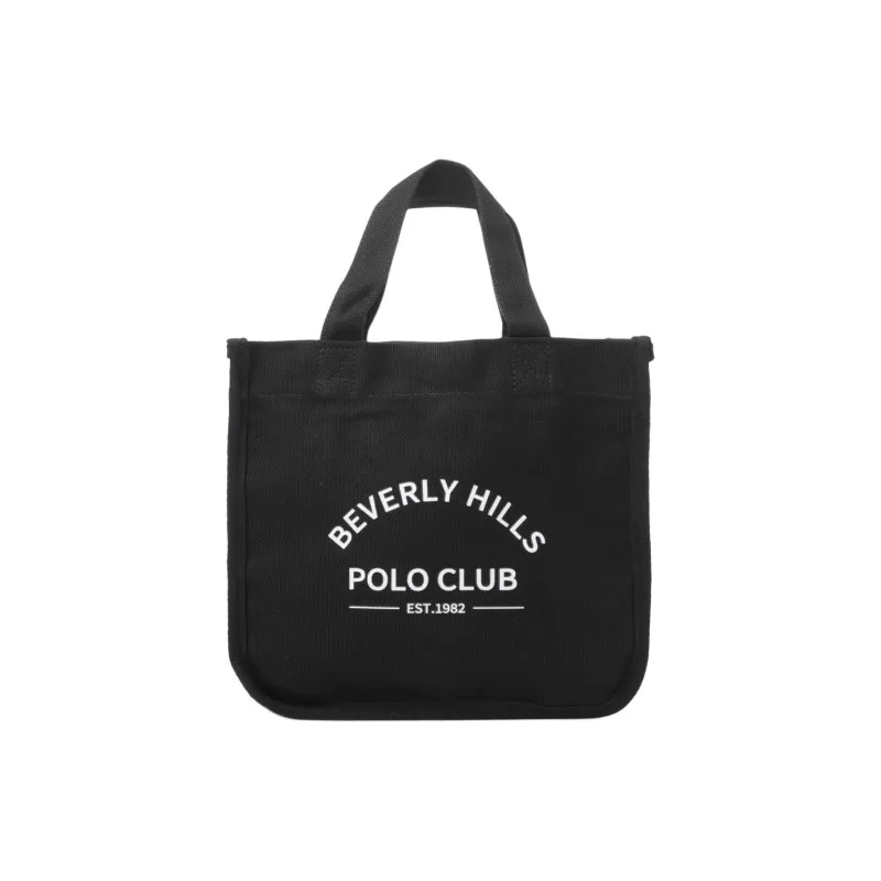BEVERLY HILLS POLO CLUB Cotton Fabric Tote Bag Shopping Bag Handbag Women's Black-0