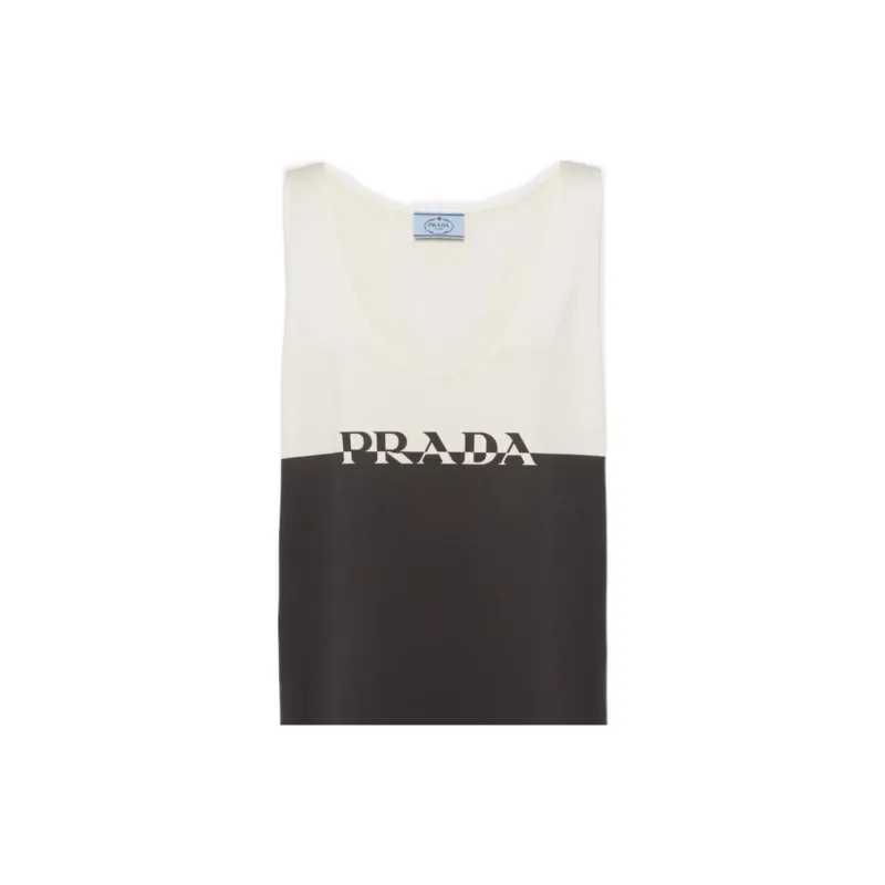 PRADA Sleeveless Dress Women's Black White-2
