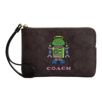 COACH Coated Canvas Clutch Women's Walnut Wood