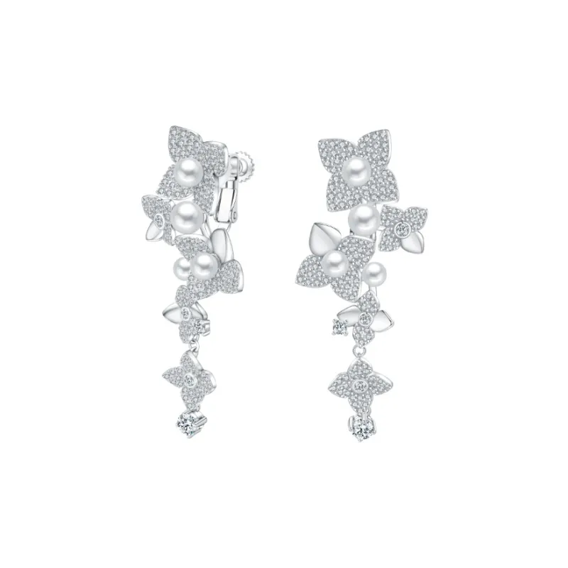 BABYBEI 925 Silver Plated In 18K White Gold Clip On Earrings Women's-3