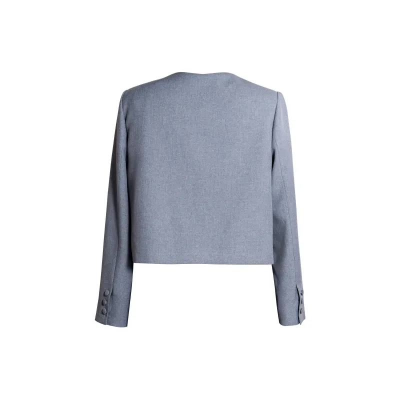 ROEYSHOUSE Cropped Coats Women's Gray Blue-1