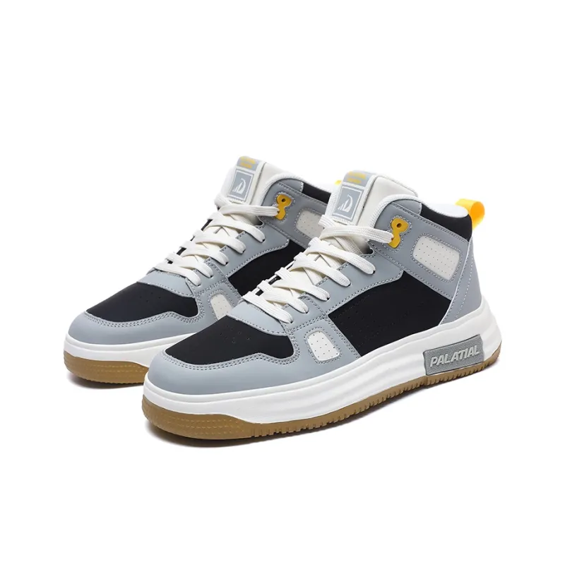 PALATIAL Skateboard Shoes Men High Top Black Rice/Light Gray Black/Brown-10