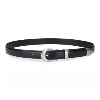 Jeccieziio Cow Leather Leather Belts Unisex Silver Width  2.5cm