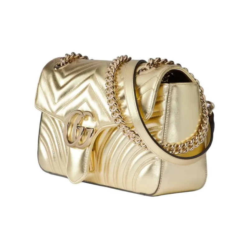 GUCCI GG Marmont Leather Crossbody Bag Shoulder Bag Small Size Women's White Gold-1