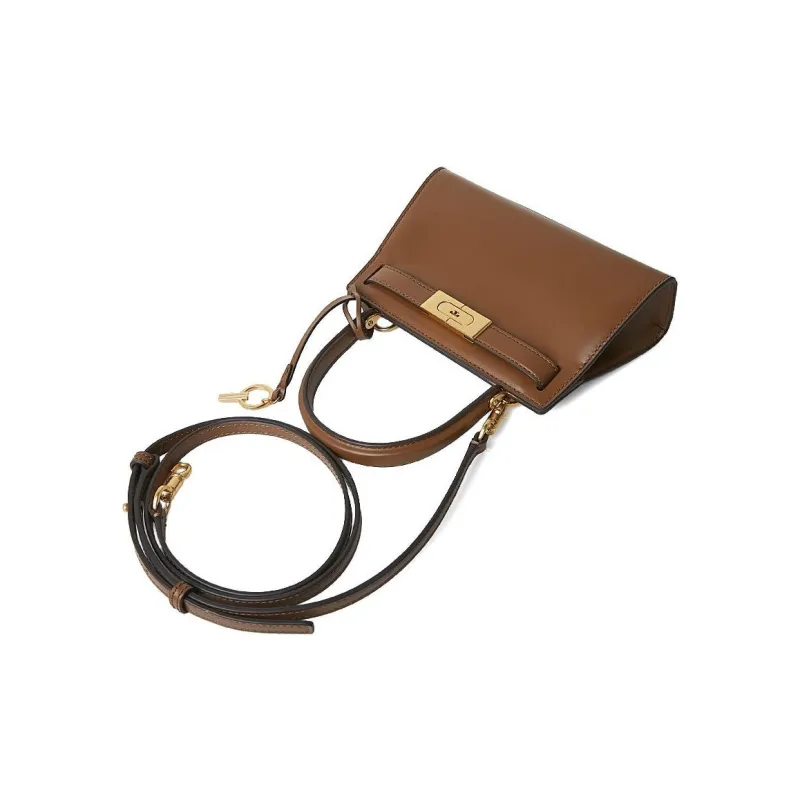TORY BURCH Lee Radziwill Cow Leather Shoulder Bag Crossbody Bag Handbag Mini Women's Umber-4