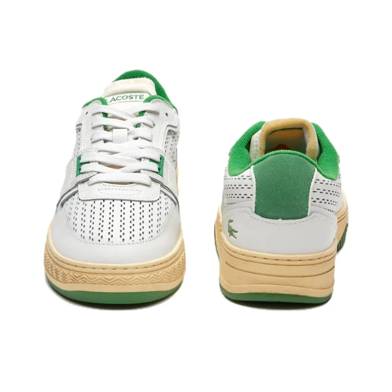 LACOSTE L001 Low-Top Skateboard Shoes Men's White Green-3