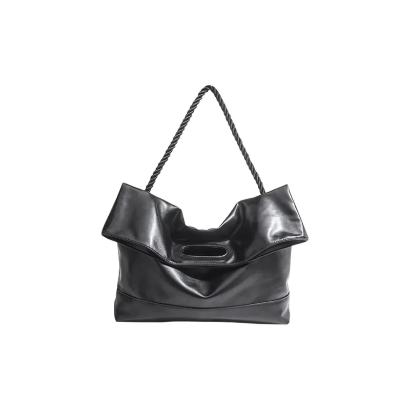 Aini Rabbit Polyester Pu Tote Shoulder Bag, Crossbody Bag Unisex Black/Leather Black/Leather Brown-1