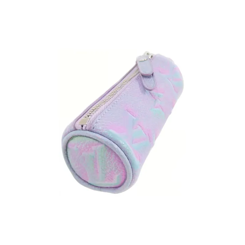 LOUIS VUITTON Papillon Cow Leather Cylinder Bag Handbag Women's Blue Pink-4