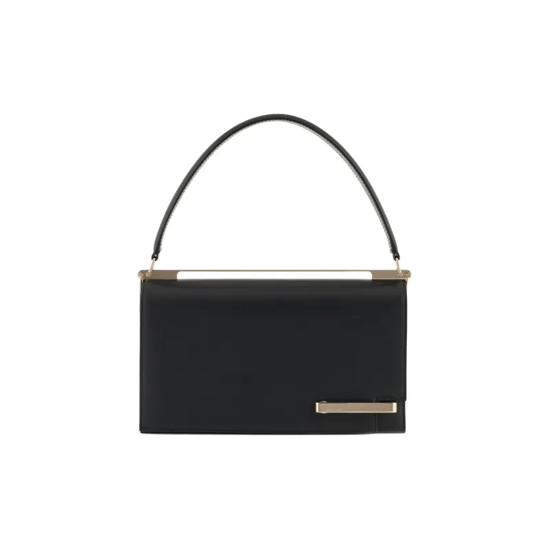 GIORGIO ARMANI Cow Leather Shoulder Bag Crossbody Bag Handbag Medium Size Women's Black-0