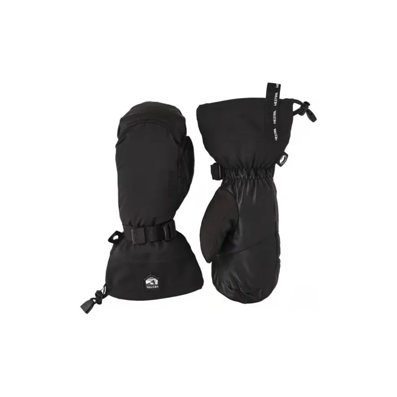 HESTRA Polyester Melin Wool Goatskin Leather Gloves Unisex Black-0