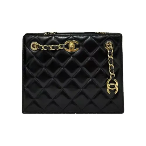 CHANEL Shiny Lambskin Crossbody Bag Shoulder Bag Small Size Women's Black