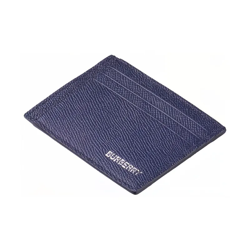 Burberry Leather Card Clip Card Holder Men's Navy-3
