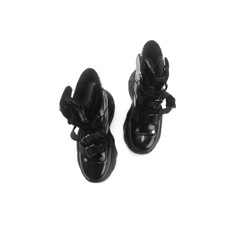 TOM TAILOR Black Obsidian Tactical Wave Boots Slip Resistant High Top Chunky Sneakers Women's-3