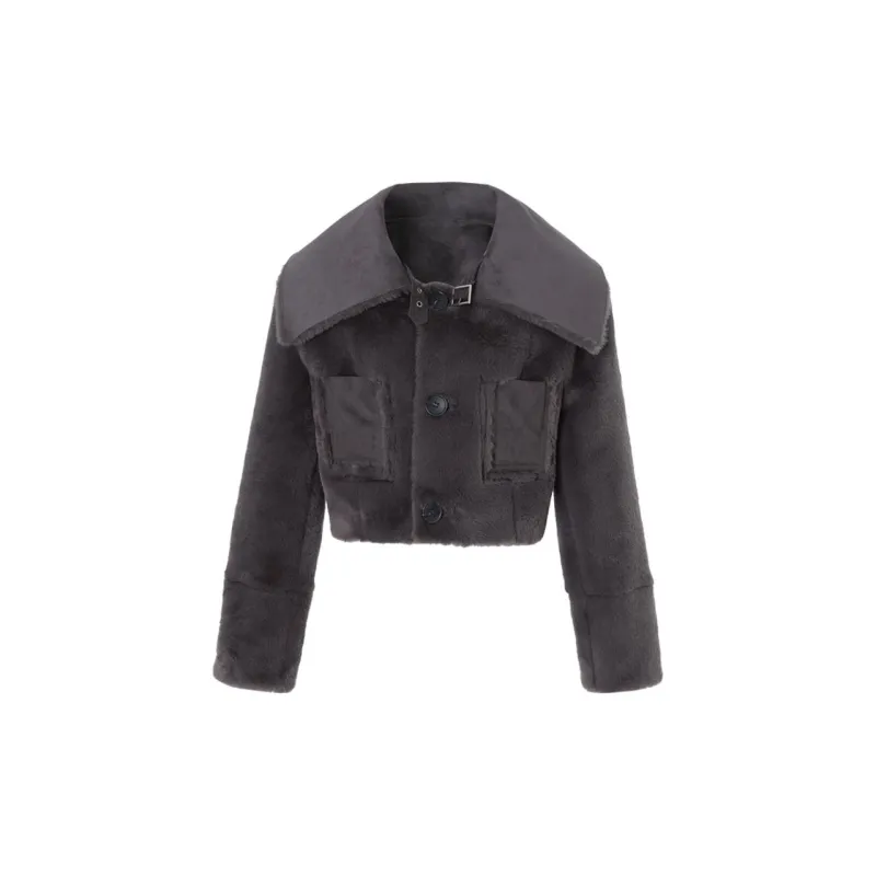 NOT YOUR ROSE FW24 Reversible Sailor Mustang Jackets Coats Women's CHARCOAL/Charcoal Gray-2