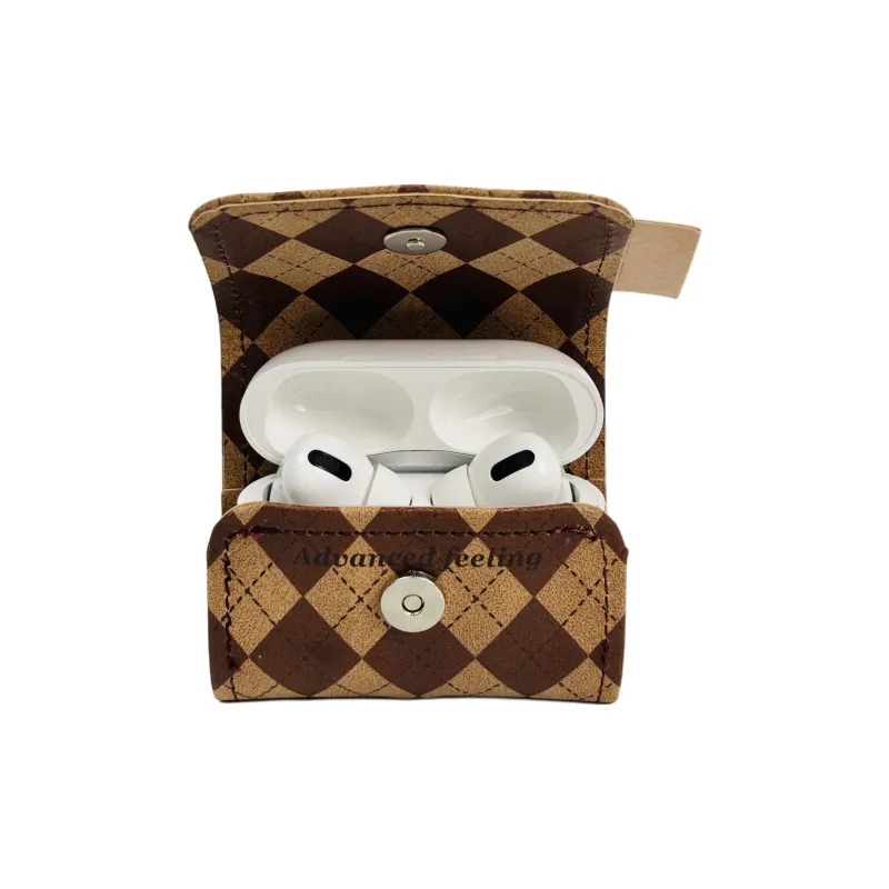 Wei Xin Apple AirPods 4/2/3/4th Generation/AirPods Pro/Pro 2 Leather Diamond Pattern Lanyard Headphone Cases-5