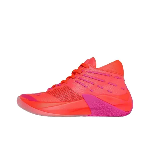 Skechers Anti Slip Wear Resistant Mid Top Basketball Shoes Unisex Dark Red