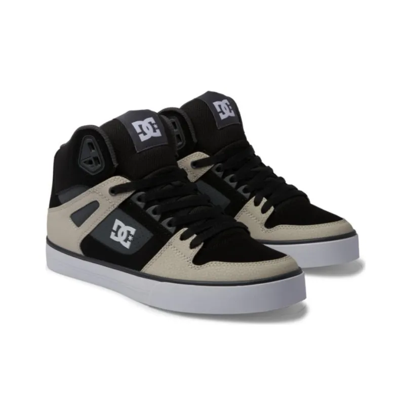DC Shoes Pure SE Anti Slip Wear Resistant High Top Skateboard Shoes Men's Beige Black-1