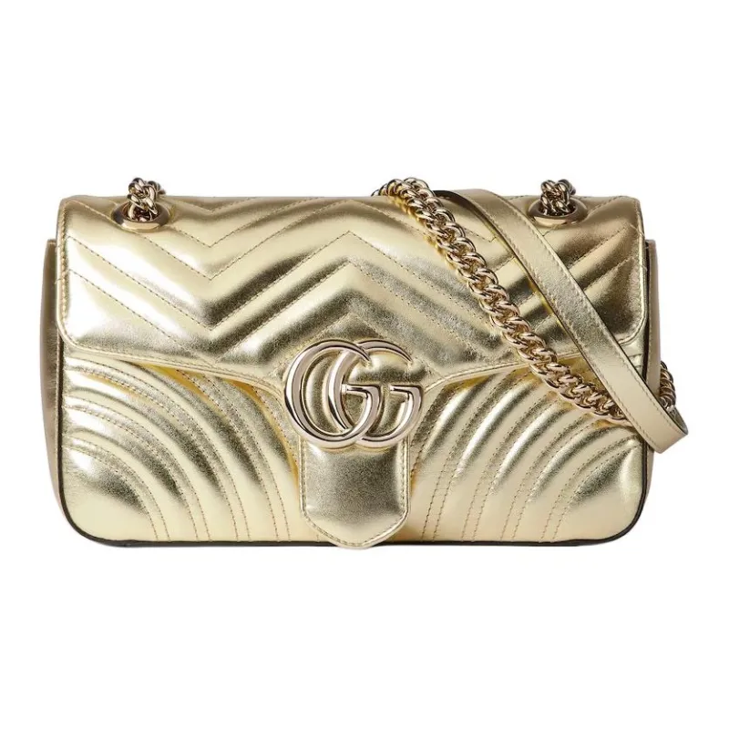 GUCCI GG Marmont Leather Crossbody Bag Shoulder Bag Small Size Women's White Gold-0