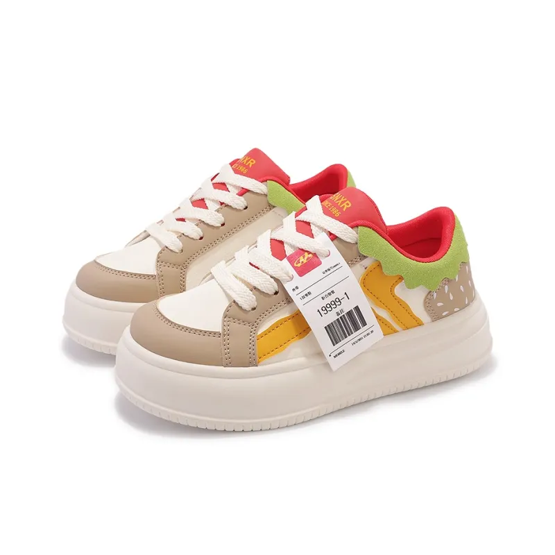Miss Zhang Anti Slip Wear Resistant Low Top Skateboard Shoes Women's Burger Color-3