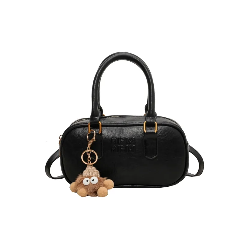 HCXK PU Bowling Ball Crossbody One Shoulder Handbag Unisex Coffee/Brown/Black-11