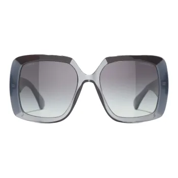 CHANEL High-grade Resin Square Sunglasses Unisex Gray Blue