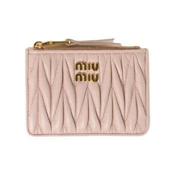 MIU MIU Quilting Nappa Leather Card Holder Women's Light Pink
