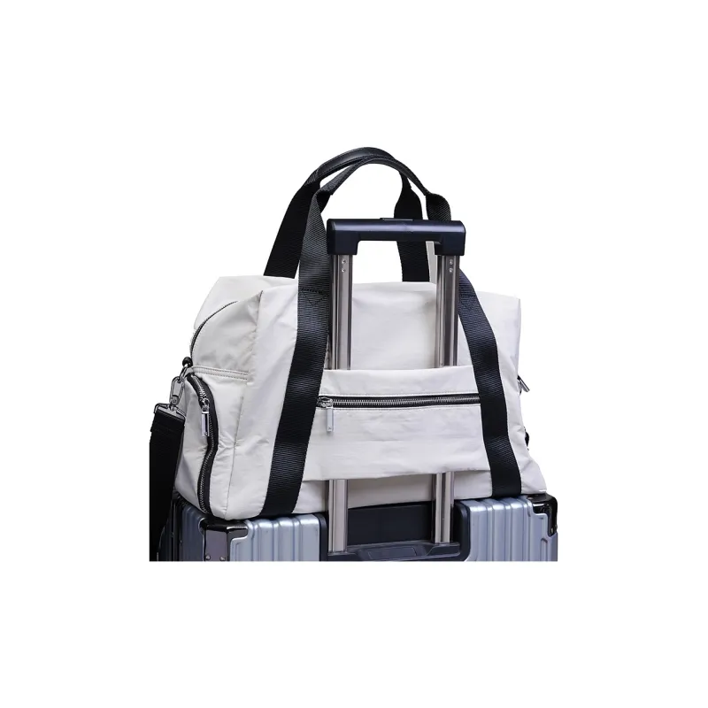 GELANDAI Fabric Large Capacity Portable Travel Bag 20 30L Unisex Black/Ecru/Gray-10