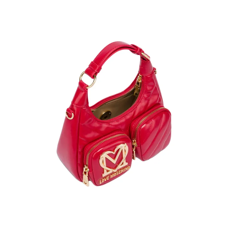 LOVE MOSCHINO Polyurethane Hobo Bag Shoulder Bag Crossbody Handbag Women's Red-1