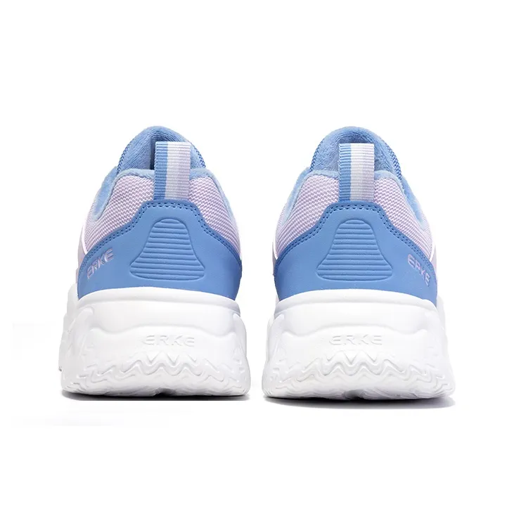 Erke Anti Slip Wear Resistant Low Top Casual Shoes Women's White Purple-4