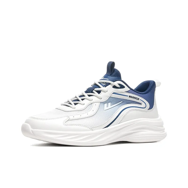 Warrior Rebound Wear Resistant Lightweight Breathable Slip Resistant Low Top Casual Running Shoes Men's White Dark Blue-1