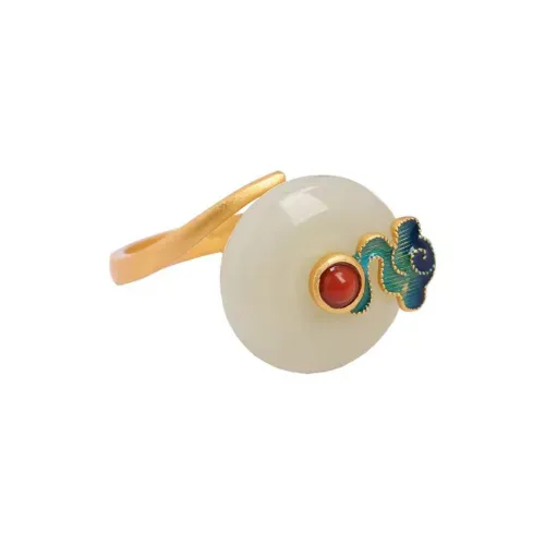XIFULI Hetian Jade Rings Pale Greenish White Jade Women's