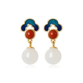 XIFULI Hetian Jade Earrings Pale Greenish White Jade Women's