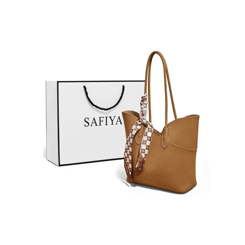 Safiya Cow Leather Shoulder Bag Large Size Women's Black/Brown-0