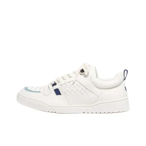 Bottega Veneta Intrecciato Low-Top Skateboard Shoes Men's White