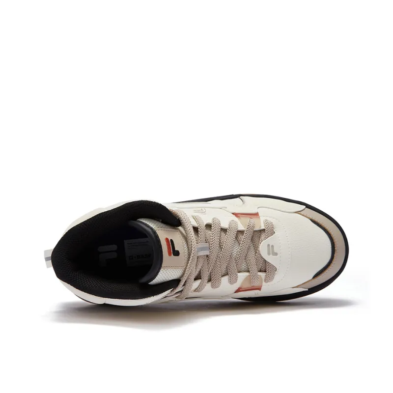 FILA FUSION BANK II Slip Resistant High Top Skateboard Shoes Women's White Brown-1