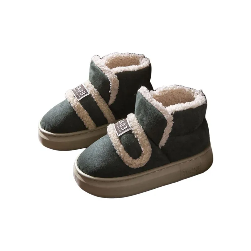 ECAC Cotton Slipper Winter With Back Support Indoor Home Warm Padded Shoes Slip Resistant Platform Fleece Lined-4