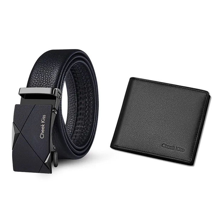 Cheekkiss Cow Leather Belt Father's Day Men's Black 3.5cm-15