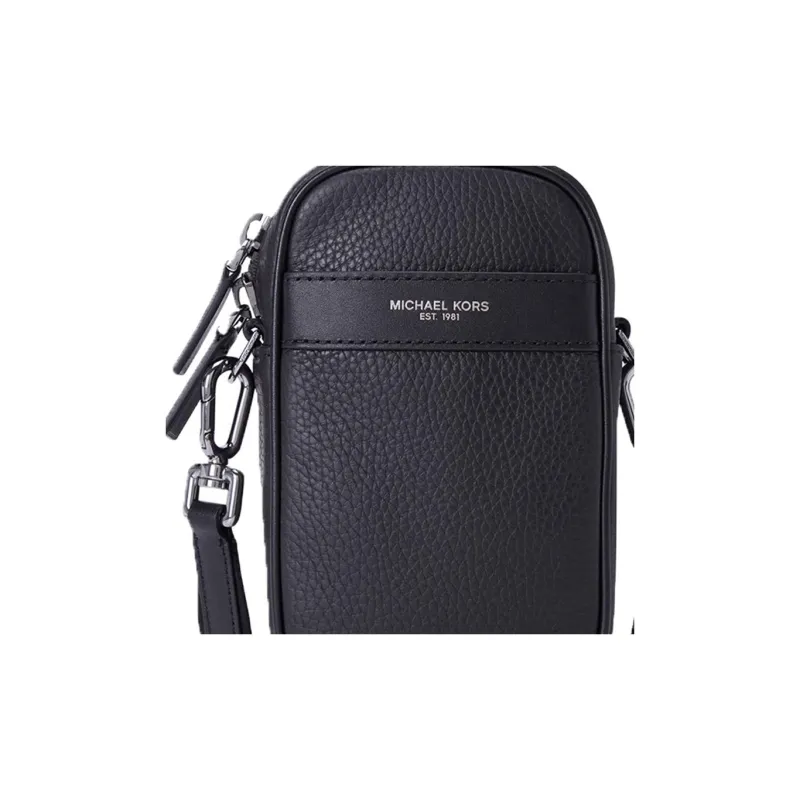 MICHAEL KORS Greyson Cow Leather Cell Phone Pouch Crossbody Bags Men's Black-3