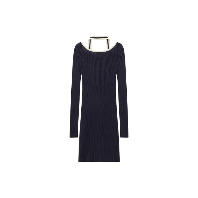 CHUU Long Sleeved Dresses Women's Navy Blue-1