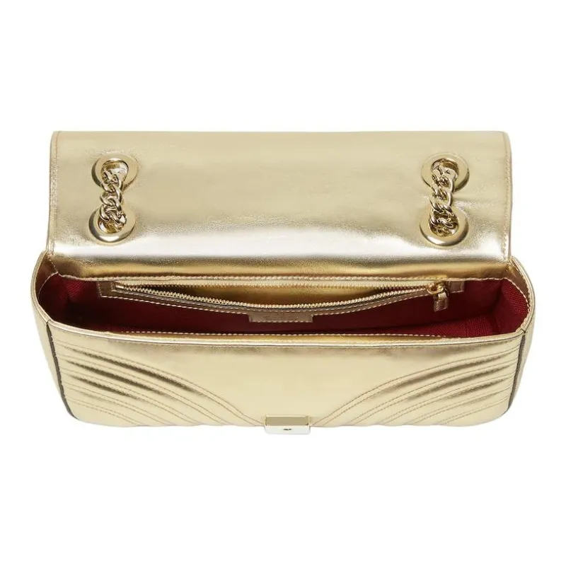 GUCCI GG Marmont Leather Crossbody Bag Shoulder Bag Small Size Women's White Gold-4